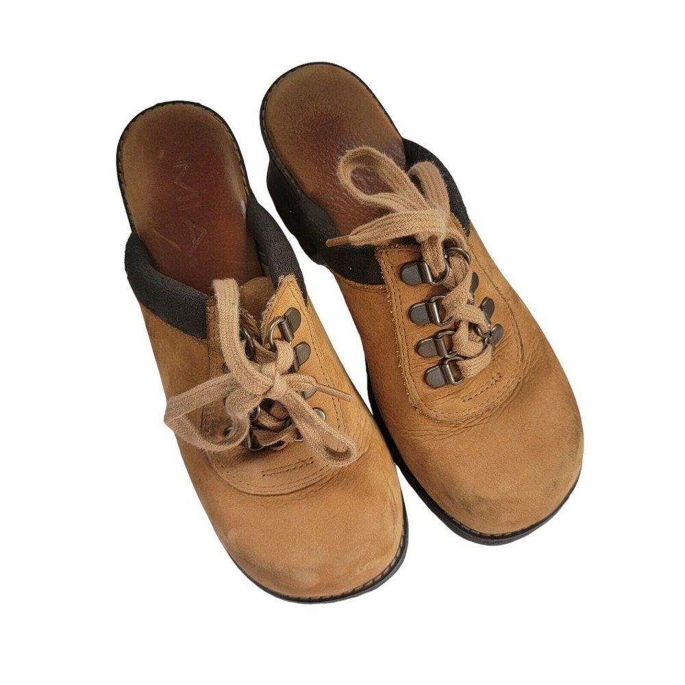 Mia Clog SHADOW Cognac Leather Size 7  Lace Up‎ - Picture 9 of 10